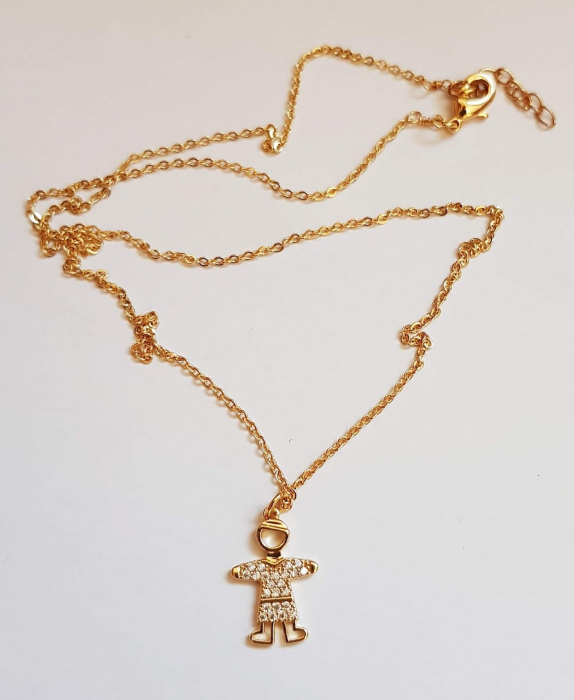 Colier placat cu aur, minimalist si stralucitor, cu pandant fetita sau pandant baietel, cu cristale Cubic Zirconia [6]