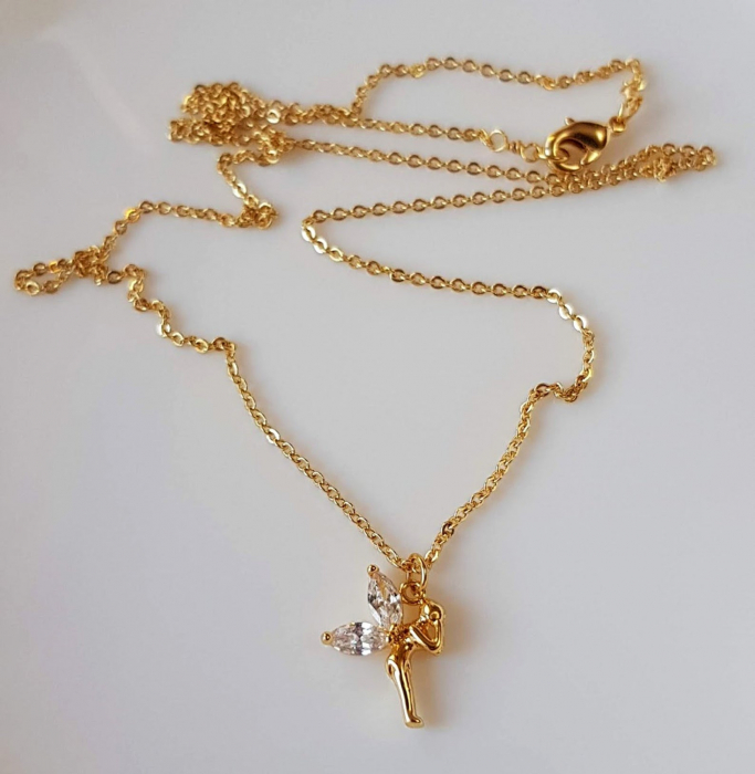 Colier placat cu aur cu pandant zana cu cristal Cubic Zirconia [9]