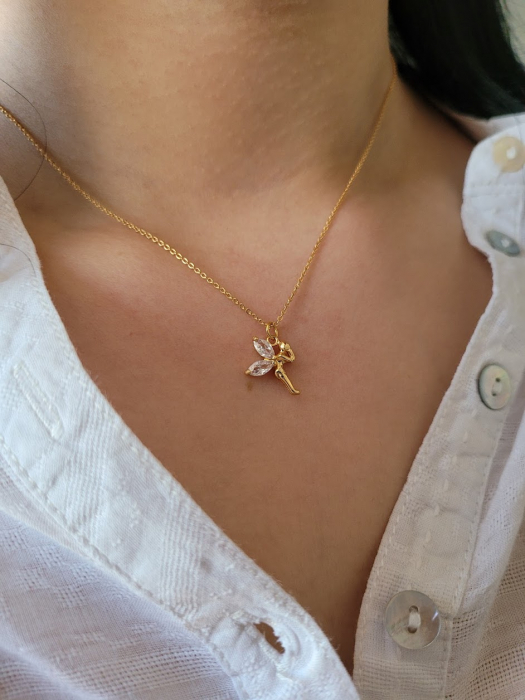 Colier placat cu aur cu pandant zana cu cristal Cubic Zirconia [5]