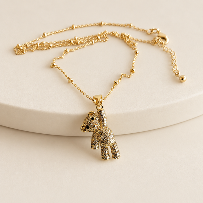 Colier ursulet, pandant urs placat cu aur, incrustat cristale Cubic Zirconia [3]