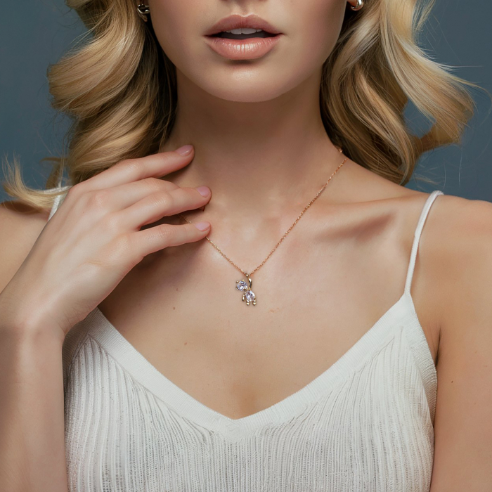 Colier pandant ursulet placat cu aur, incrustat cristale Cubic Zirconia [3]