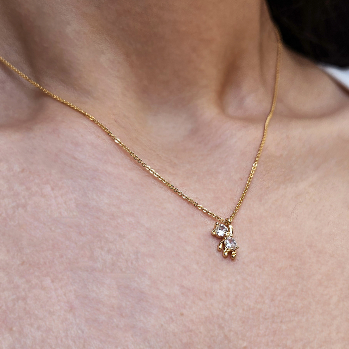 Colier pandant ursulet placat cu aur, incrustat cristale Cubic Zirconia [4]