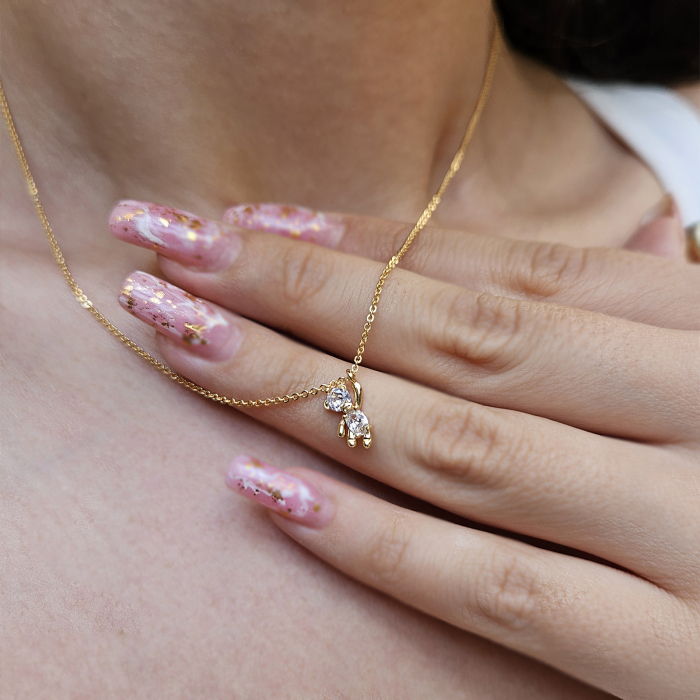 Colier pandant ursulet placat cu aur, incrustat cristale Cubic Zirconia [2]