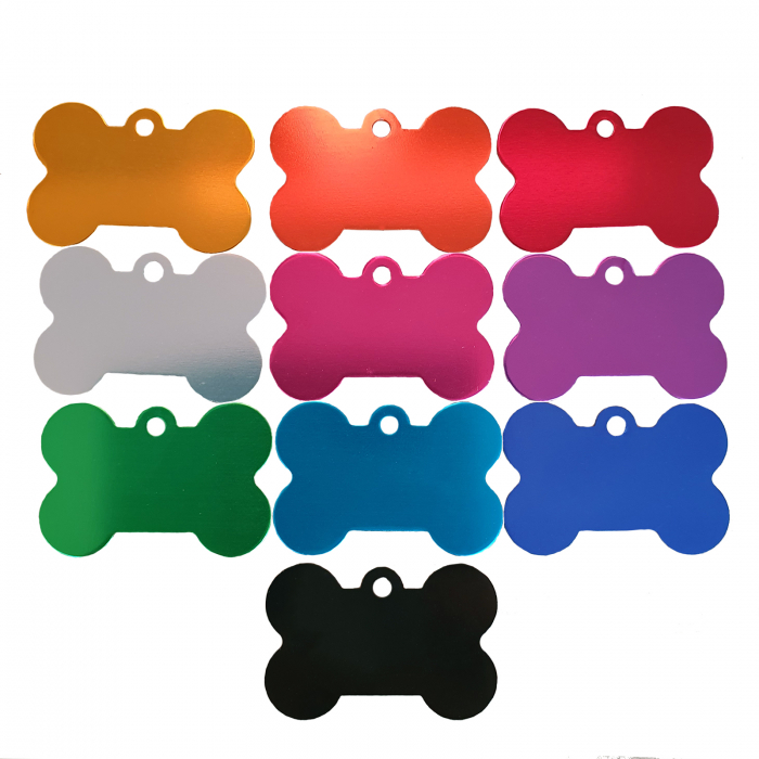 Dog tag personalizat auriu, medalion pentru catei in forma de os, gravat cu nume si simbol [3]
