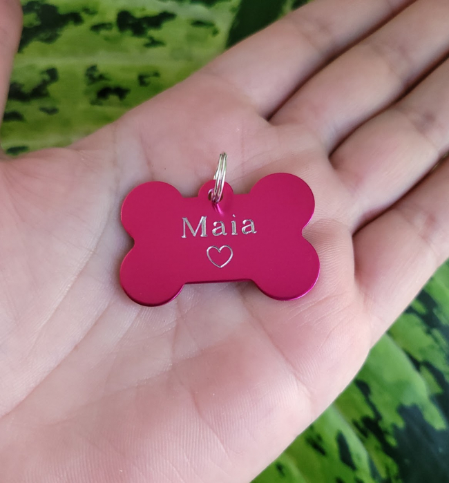 Dog tag personalizat, medalion pentru animalele de companie  in forma de os, gravat cu nume si simbol [7]