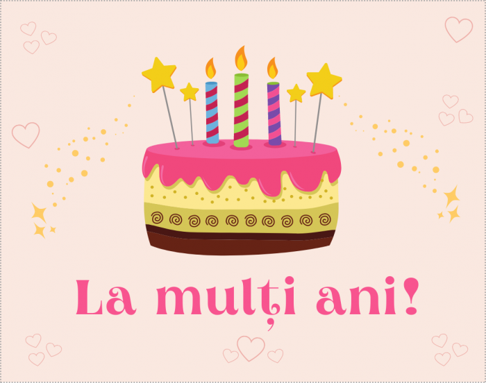 Felicitare aniversare pentru zi de nastere, cu tort si La multi ani [2]