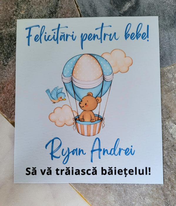 Felicitare bebe nou nascut, personalizata cu nume si mesajul dorit. [2]