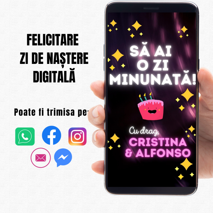 Felicitare zi de nastere video digitala, personalizata cu fotografie,  mesaj si muzica [4]