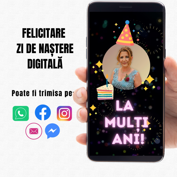 Felicitare zi de nastere video digitala, personalizata cu fotografie,  mesaj si muzica [3]
