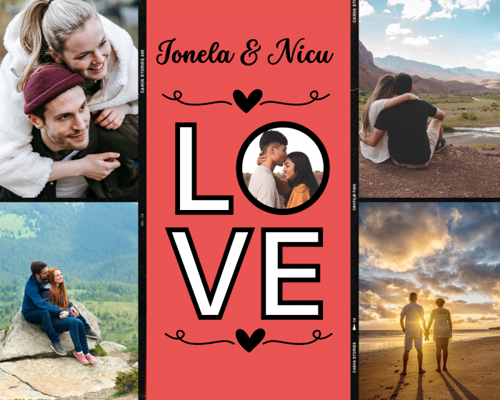 Felicitare Happy Valentine's Day cu 4 fotografii si numele cuplului, pentru ziua indragostitilor [3]
