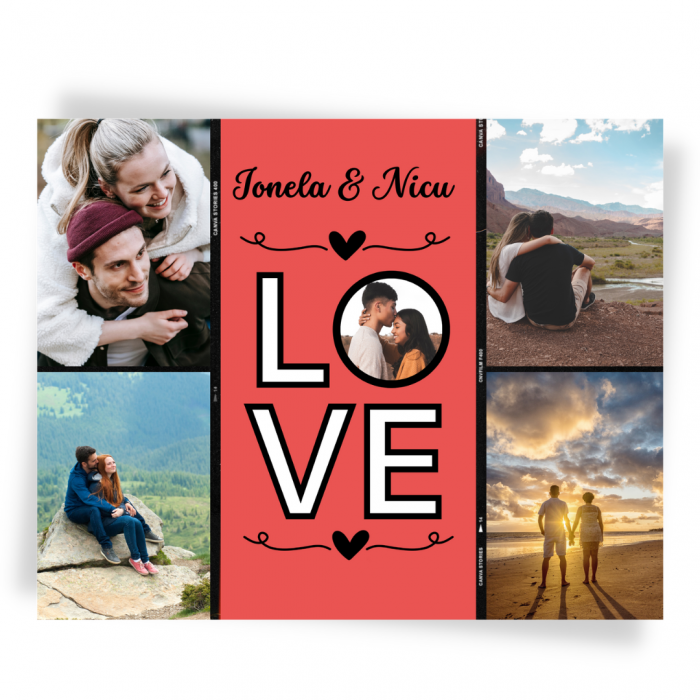 Felicitare Happy Valentine's Day cu 4 fotografii si numele cuplului, pentru ziua indragostitilor [2]