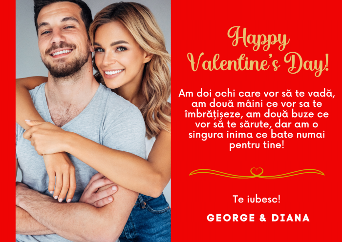 Felicitare Happy Valentine's Day cu fotografie si mesaj de dragoste, pentru ziua indragostitilor [3]