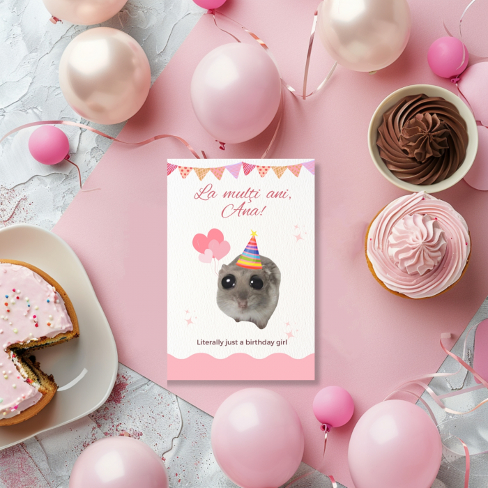Felicitare zi de nastere cu hamster, just a girl, Sad hamster meme [2]