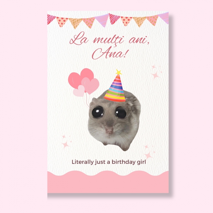 Felicitare zi de nastere cu hamster, just a girl, Sad hamster meme [3]