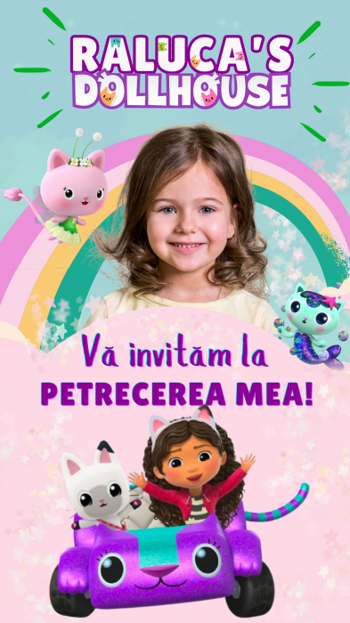 Invitație Video Digitală pentru Zi de Naștere - Tematica Gabby's Dollhouse [3]