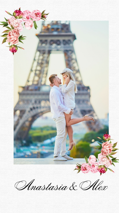 Invitatie de nunta digitala video, personalizata cu fotografie, tematica florala [5]