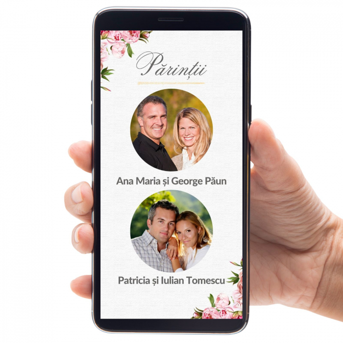 Invitatie de nunta digitala video, personalizata cu fotografie, tematica florala [3]