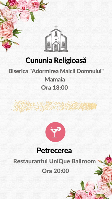 Invitatie de nunta digitala video, personalizata cu fotografie, tematica florala [7]