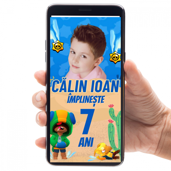 Invitatie Brawl Stars pentru Zi de Nastere - Invitatie Digitala Video Personalizata cu Foto [3]