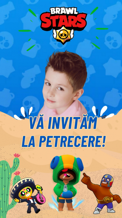 Invitatie Brawl Stars pentru Zi de Nastere - Invitatie Digitala Video Personalizata cu Foto [4]
