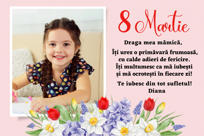Magnet felicitare personalizat cu 1 fotografie si mesaj pentru mama, bunica, 1-8 martie [2]