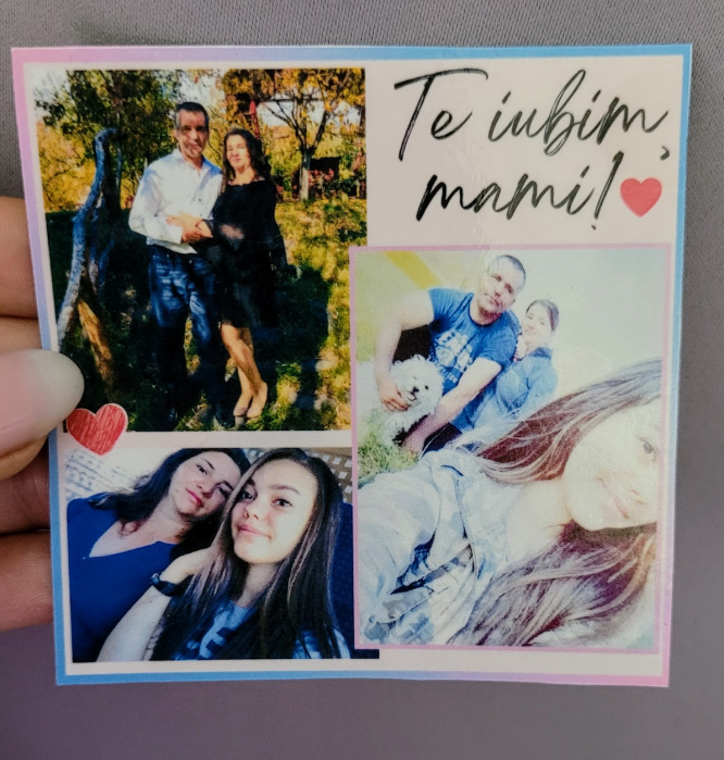 Magnet personalizat cu 3 fotografii si mesaj pentru mama [3]