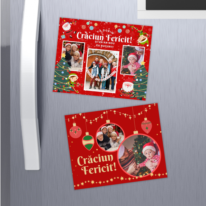 Magnet personalizat pentru Craciun cu 2 fotografii si urare [2]