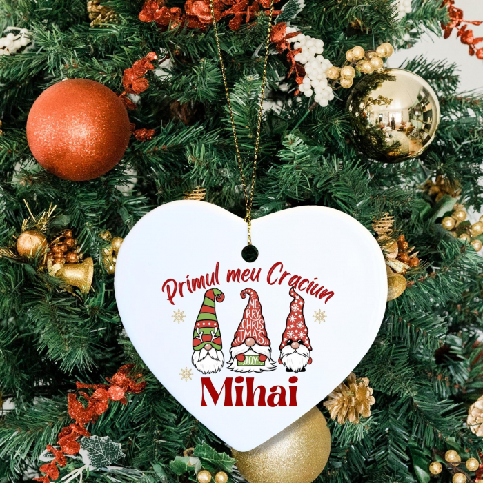 Ornament inima pentru pom, primul meu Craciun, personalizat cu nume [2]