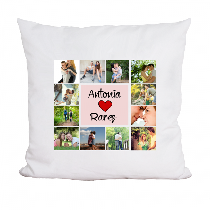 Perna personalizata cu colaj de 12 fotografii si numele cuplului [2]