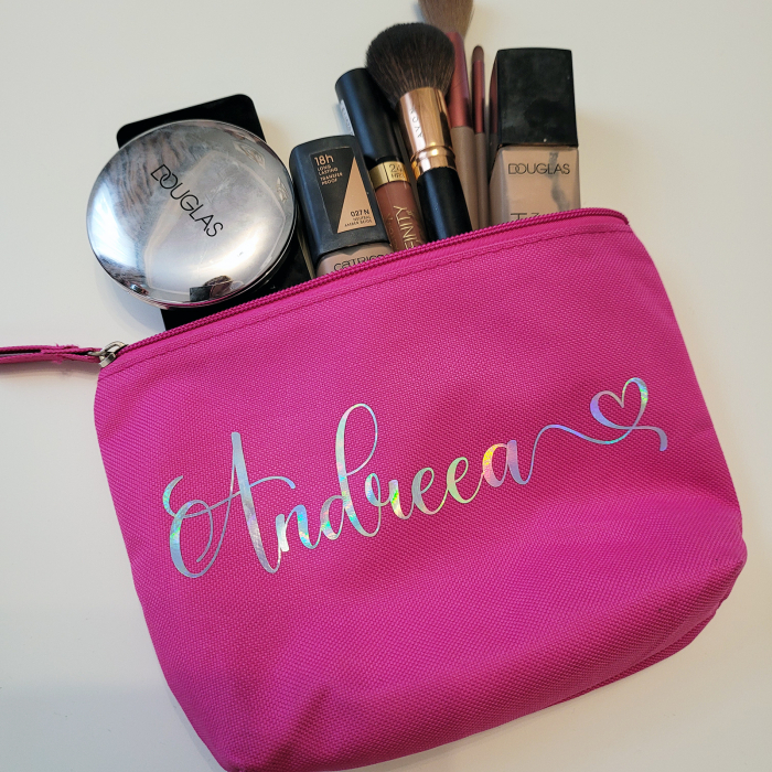 Portfard roz personalizat cu nume, gentuta de makeup [2]