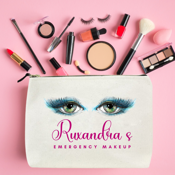 Portfard personalizat, gentuta de makeup, cu nume si ciucuras colorat. [2]