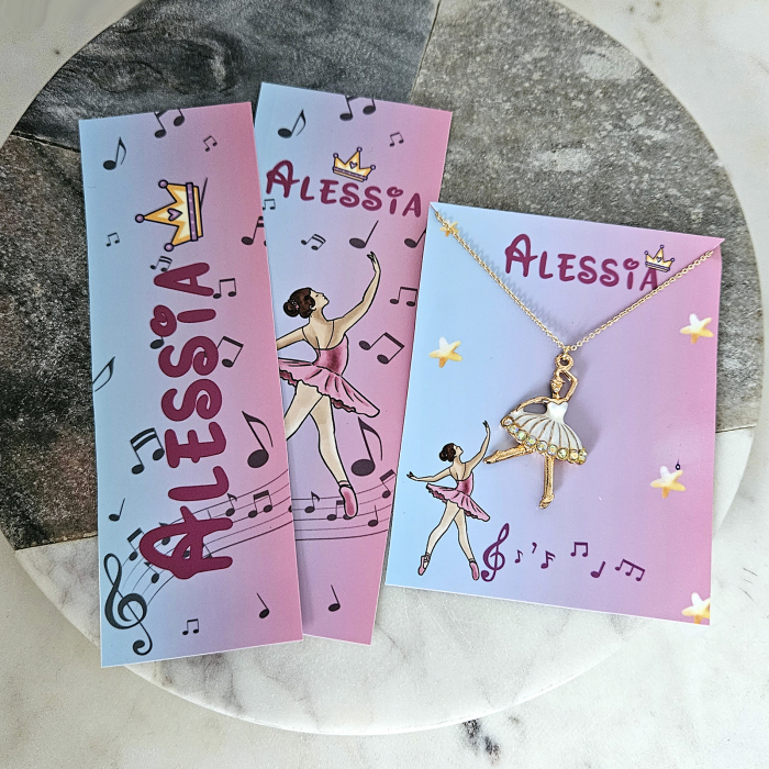 Semne de carte design balerina si dans, personalizat cu nume, set de 2 [2]