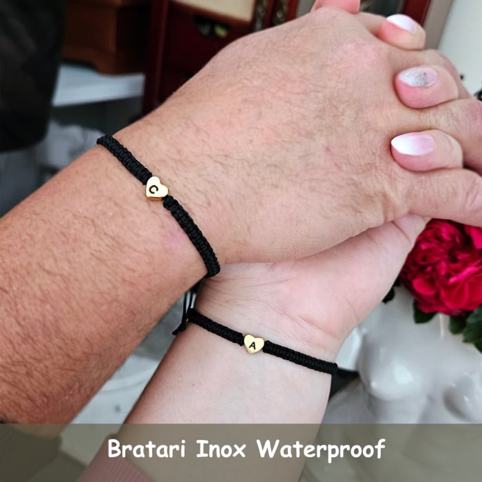 Brățări waterproof din inox aur placat cu 18K cu șnur macrame [4]