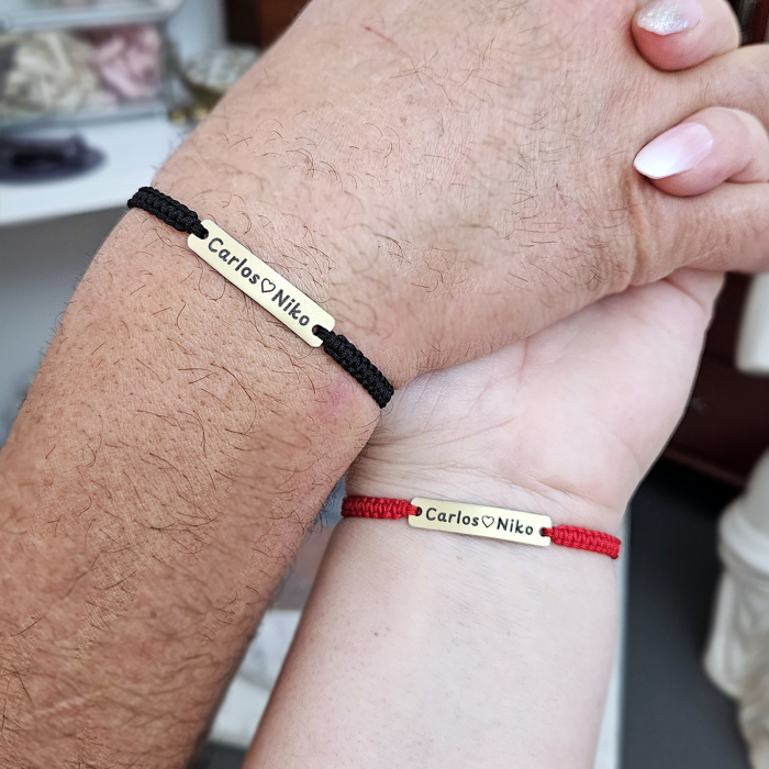 Set de 2 brățări pentru cuplu, gravate cu nume și inimioară [1]