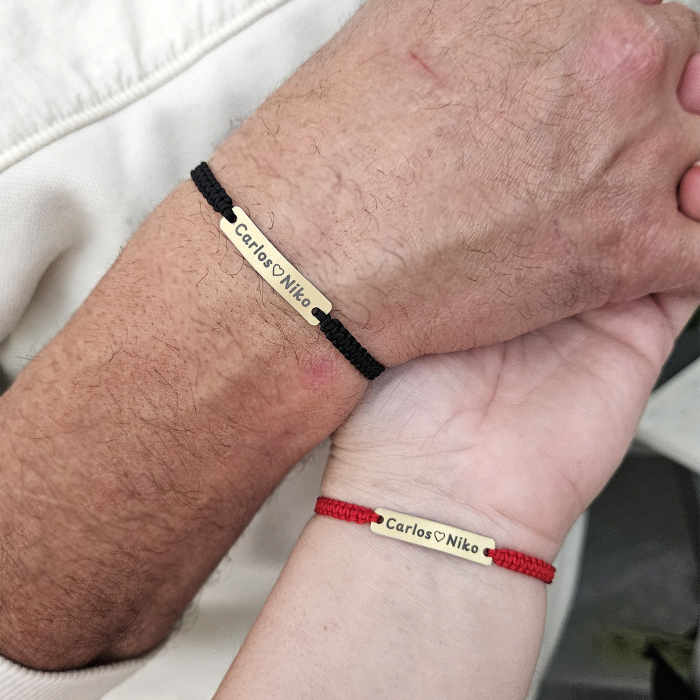 Set de 2 brățări pentru cuplu, gravate cu nume și inimioară [7]