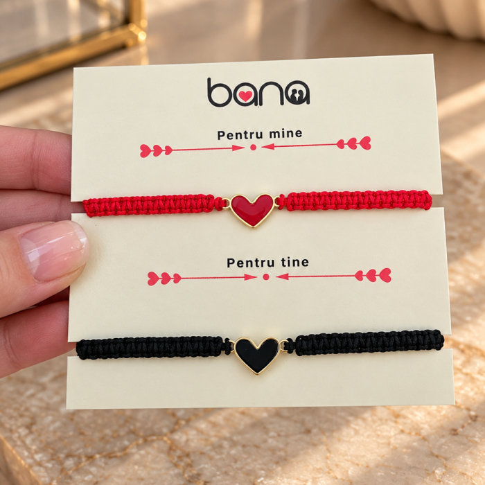 Set 2 Brățări Cuplu Inimioare Personalizate cu Initiale, Inox Waterproof, impletite [8]