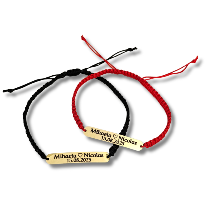 Set 2 brățări personalizate cu nume gravate pe plăcuțe aurii din inox IP plated [3]