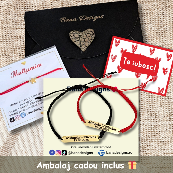 Set 2 brățări personalizate cu nume gravate pe plăcuțe aurii [5]