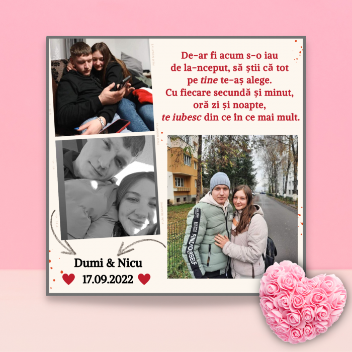Set cadou cuplu, pentru Valentine's Day, cu bratari personalizate, magnet, felicitare si cutie cadou [4]