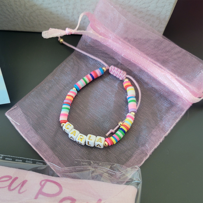 Set cadou personalizat pentru fetita, pentru Paste, cu body, bratara personalizata, felicitare si cutie cadou [8]
