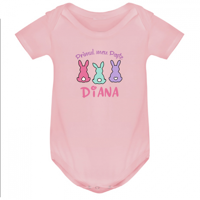 Set cadou personalizat pentru fetita, pentru Paste, cu body, bratara personalizata, felicitare si cutie cadou [4]