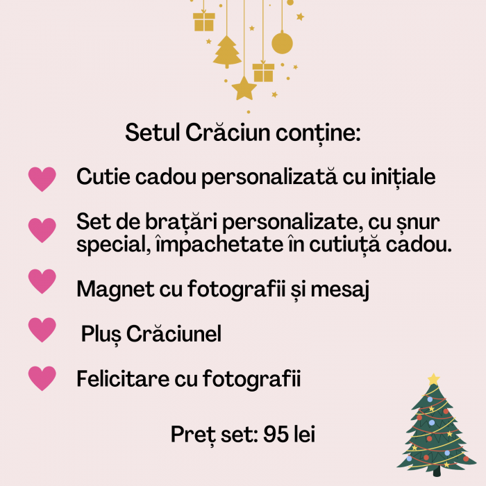 Set cadou cuplu, pentru Craciun, cu plus, bratari personalizate, magnet, felicitare si cutie cadou [7]