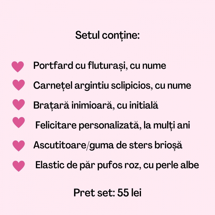 Set cadou personalizat pentru fete cu portfard, carnetel, felicitare la multi ani [3]