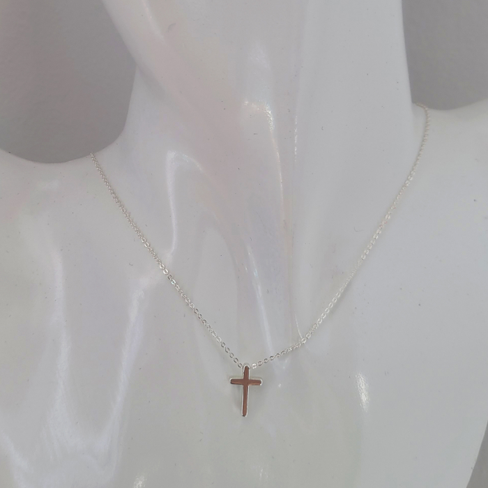 Set minimalist colier și cercei cu cruciulițe, placat cu argint 925 [9]