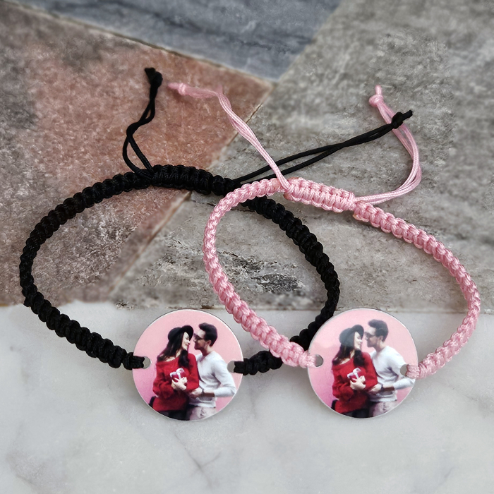 Set de 2 bratari personalizate cu fotografie imprimata si snur macrame, cadou pentru cuplu [4]
