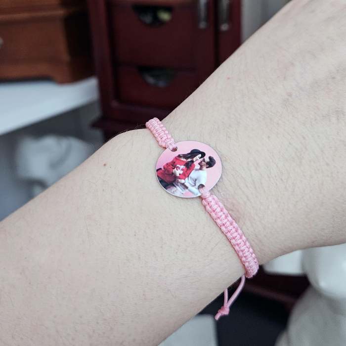 Set de 2 bratari personalizate cu fotografie imprimata si snur macrame, cadou pentru cuplu [2]