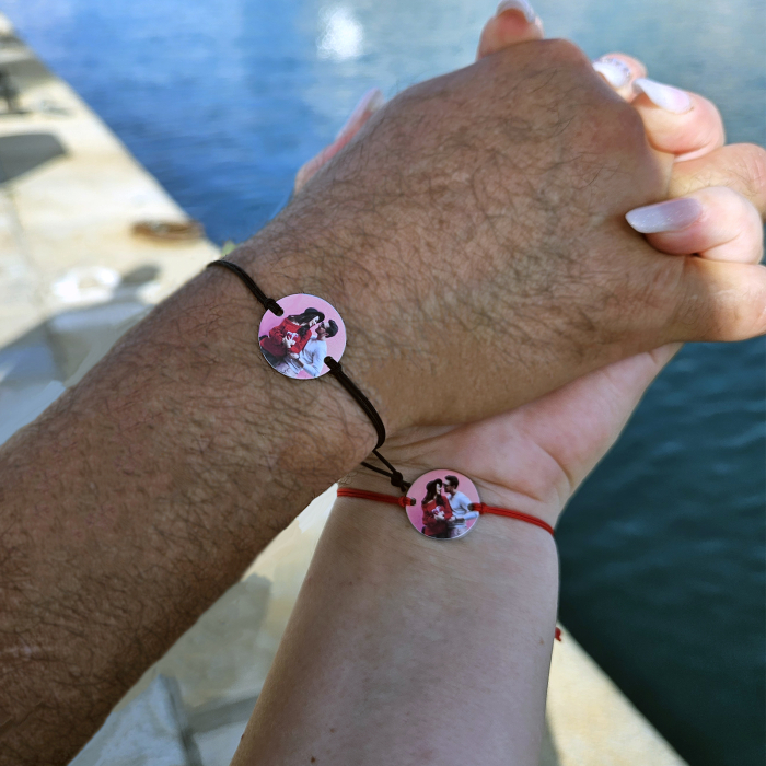 Set de 2 bratari personalizate cu fotografie imprimata si snur macrame, cadou pentru cuplu [8]