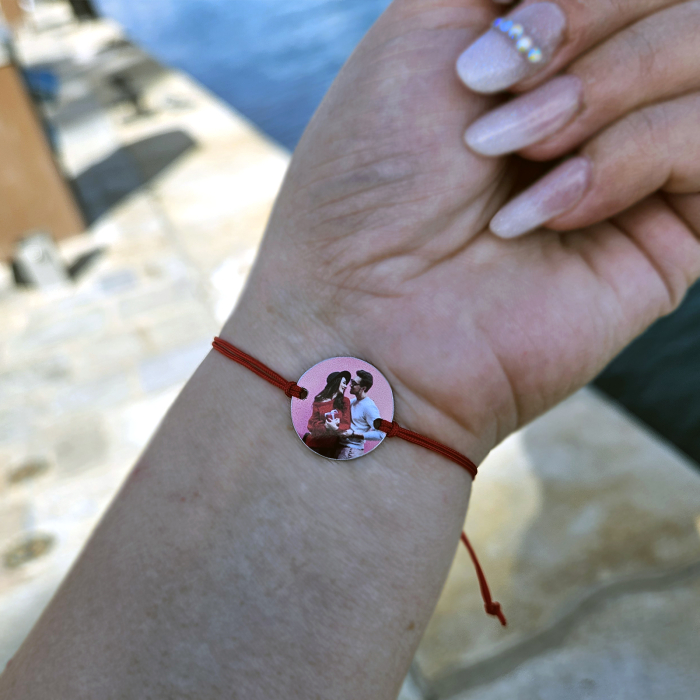 Set de 2 bratari personalizate cu fotografie imprimata si snur macrame, cadou pentru cuplu [3]