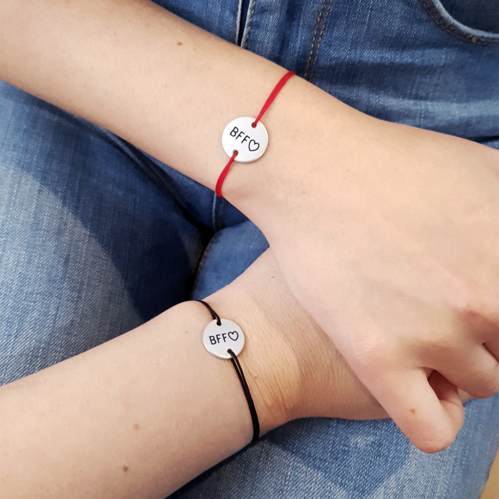 Set de 2 bratari personalizate pentru cele mai bune prietene, banut gravat cu BFF [3]