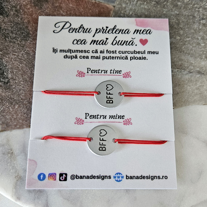 Set de 2 bratari personalizate pentru cele mai bune prietene, banut gravat cu BFF [4]